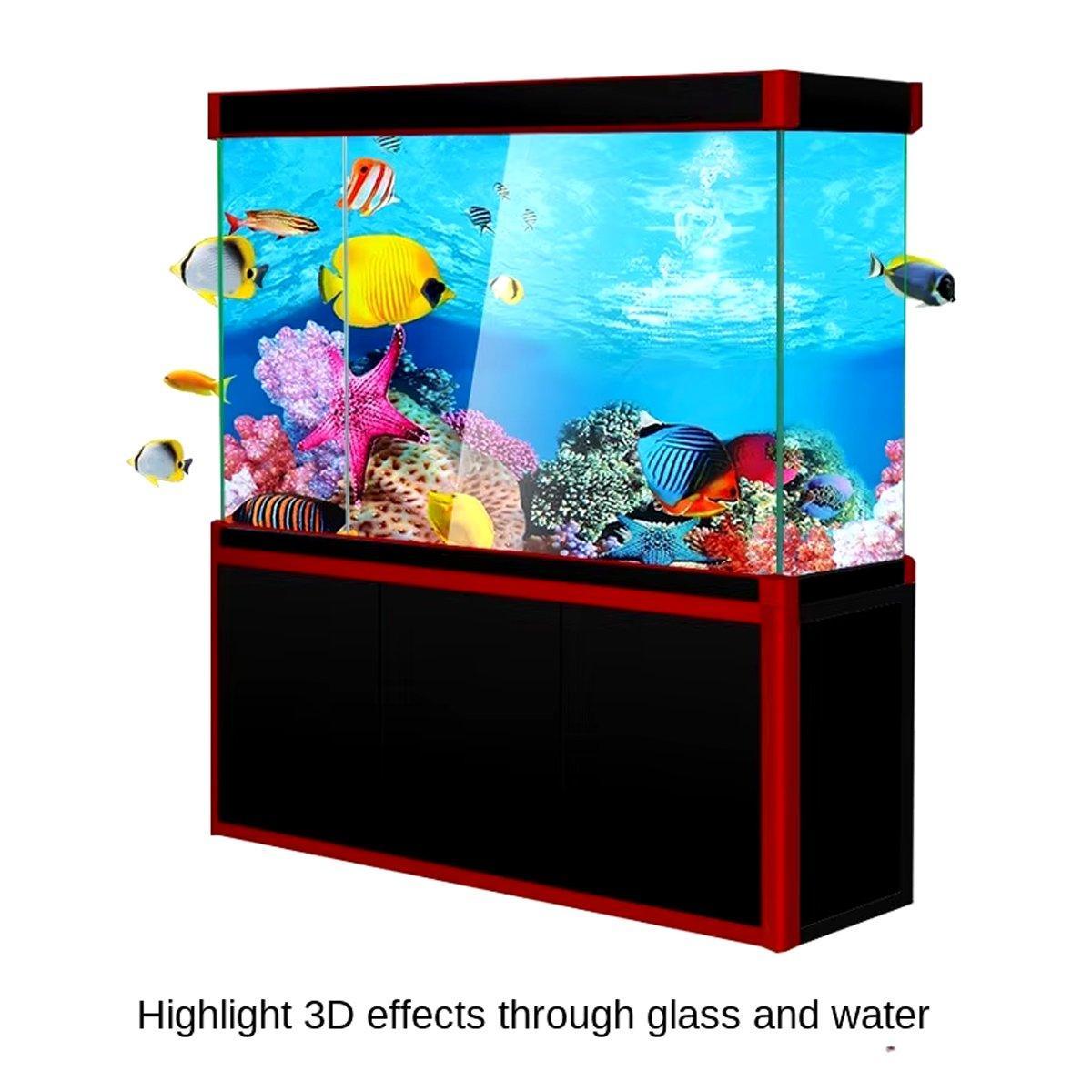 Aquarium Background Fish Tank Wallpaper Double Sided Decoration Sticker Paper - H-50cmx102cm