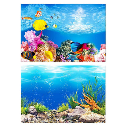 Aquarium Background Fish Tank Wallpaper Double Sided Decoration Sticker Paper - J-50cmx102cm