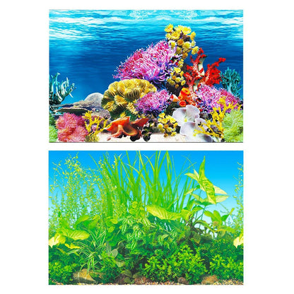 Aquarium Background Fish Tank Wallpaper Double Sided Decoration Sticker Paper - J-50cmx102cm