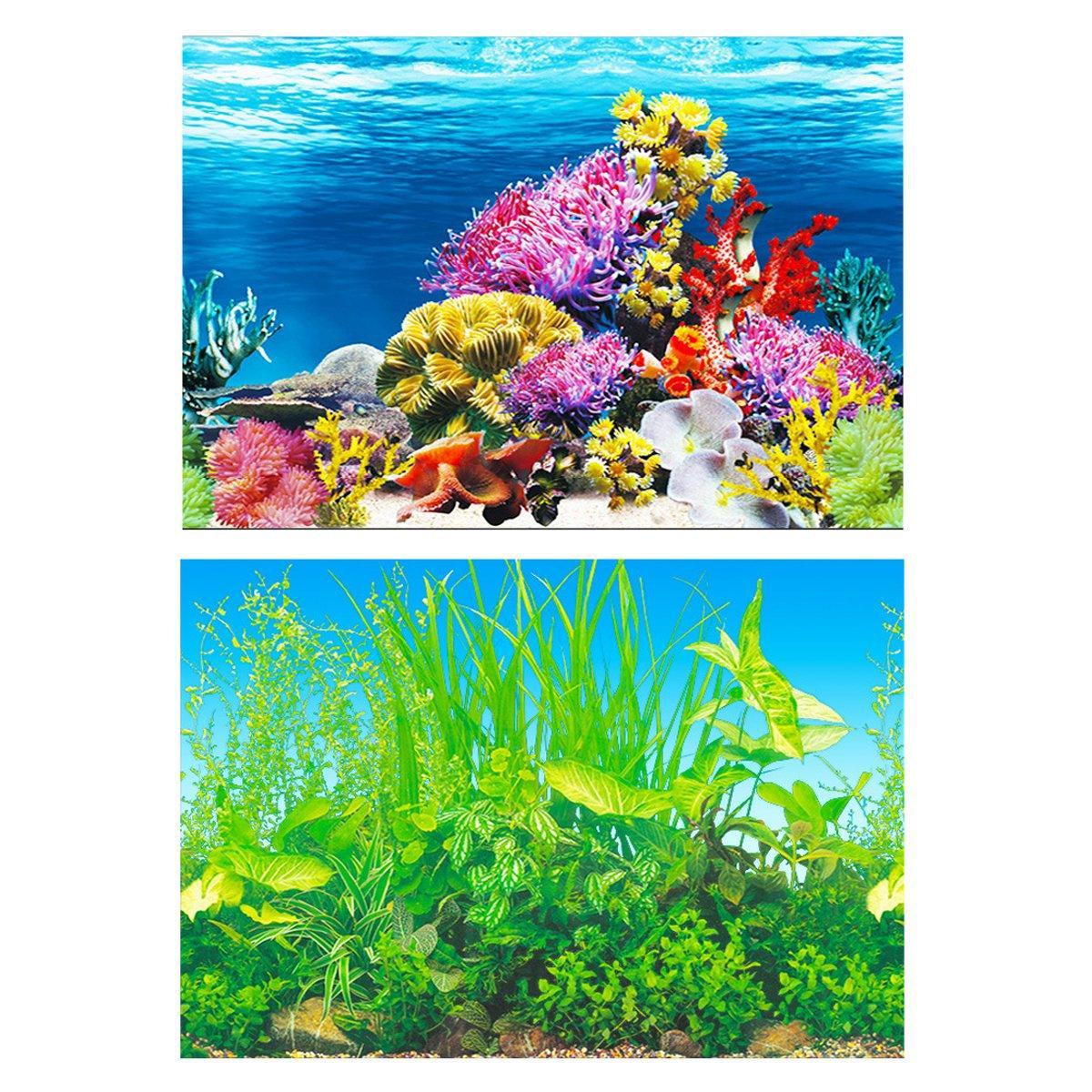 Aquarium Background Fish Tank Wallpaper Double Sided Decoration Sticker Paper - J-50cmx102cm