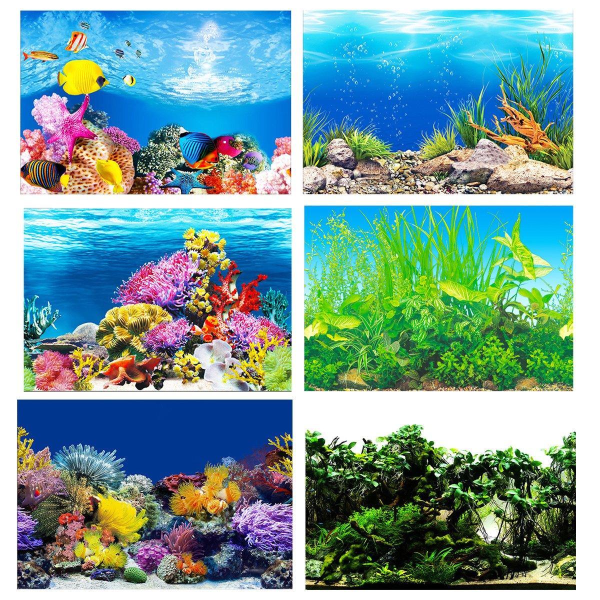 Aquarium Background Fish Tank Wallpaper Double Sided Decoration Sticker Paper - J-50cmx82cm