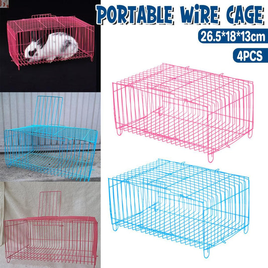 4pcs Wire Simple Bird Cage Hamster Cage Portable Small Animal Enclosure Set