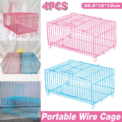 4pcs Wire Simple Bird Cage Hamster Cage Portable Small Animal Enclosure Set