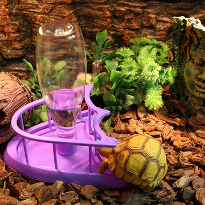 Reptile Water Bowl with Bottle for Lizard Gecko Snake Inverted Bottle Dispenser - Green Round L