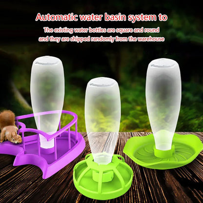 Reptile Water Bowl with Bottle for Lizard Gecko Snake Inverted Bottle Dispenser - Green Round L