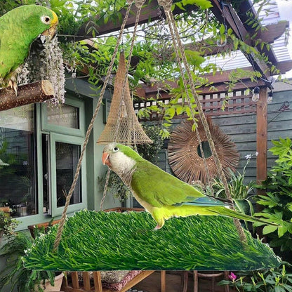 Parrot Turf Hammock Climbing Toy for Hamster Pet Bed Hanging Swing for Small Pet - Quadrate