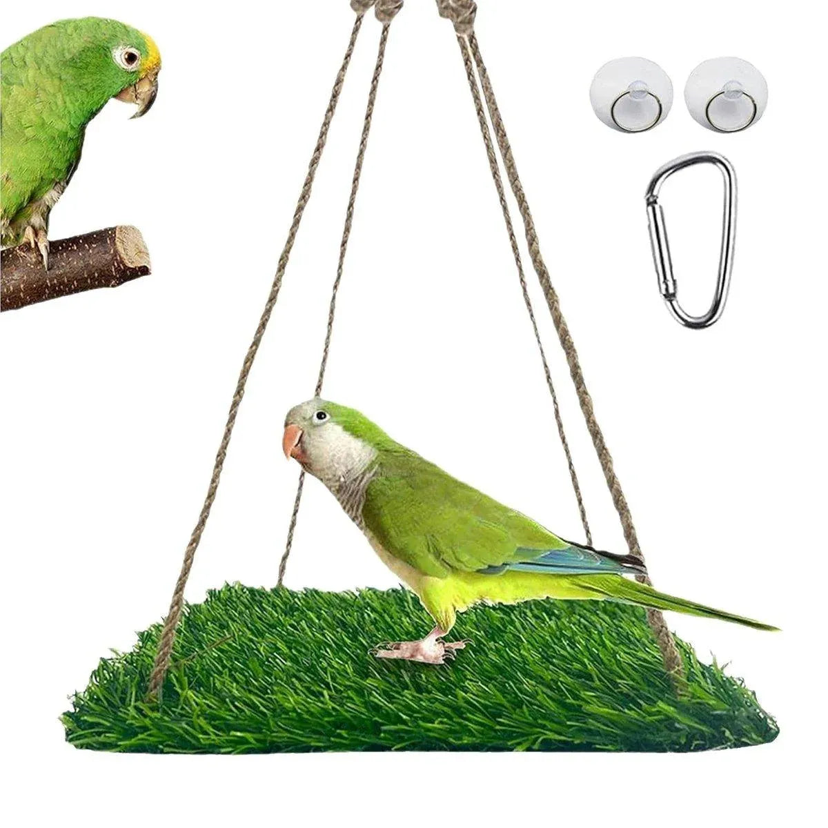 Parrot Turf Hammock Climbing Toy for Hamster Pet Bed Hanging Swing for Small Pet - Quadrate