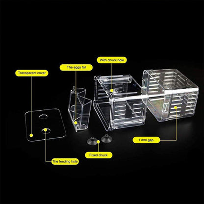 Guppy Breeding Aquarium Fish Tank Hatchery Isolation Breeder Rearing Box - L-13*10*7cm