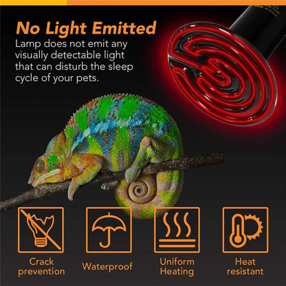2X Ceramic Infrared Heat Lamp Bulbs for Reptiles and Terrariums - 25W-2PCS