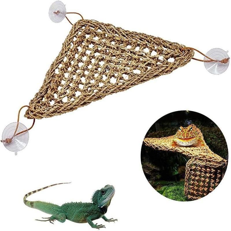 Comfortable and Natural Straw Reptile Bed Hammock for Basking and Relaxation - 20*20*28CM