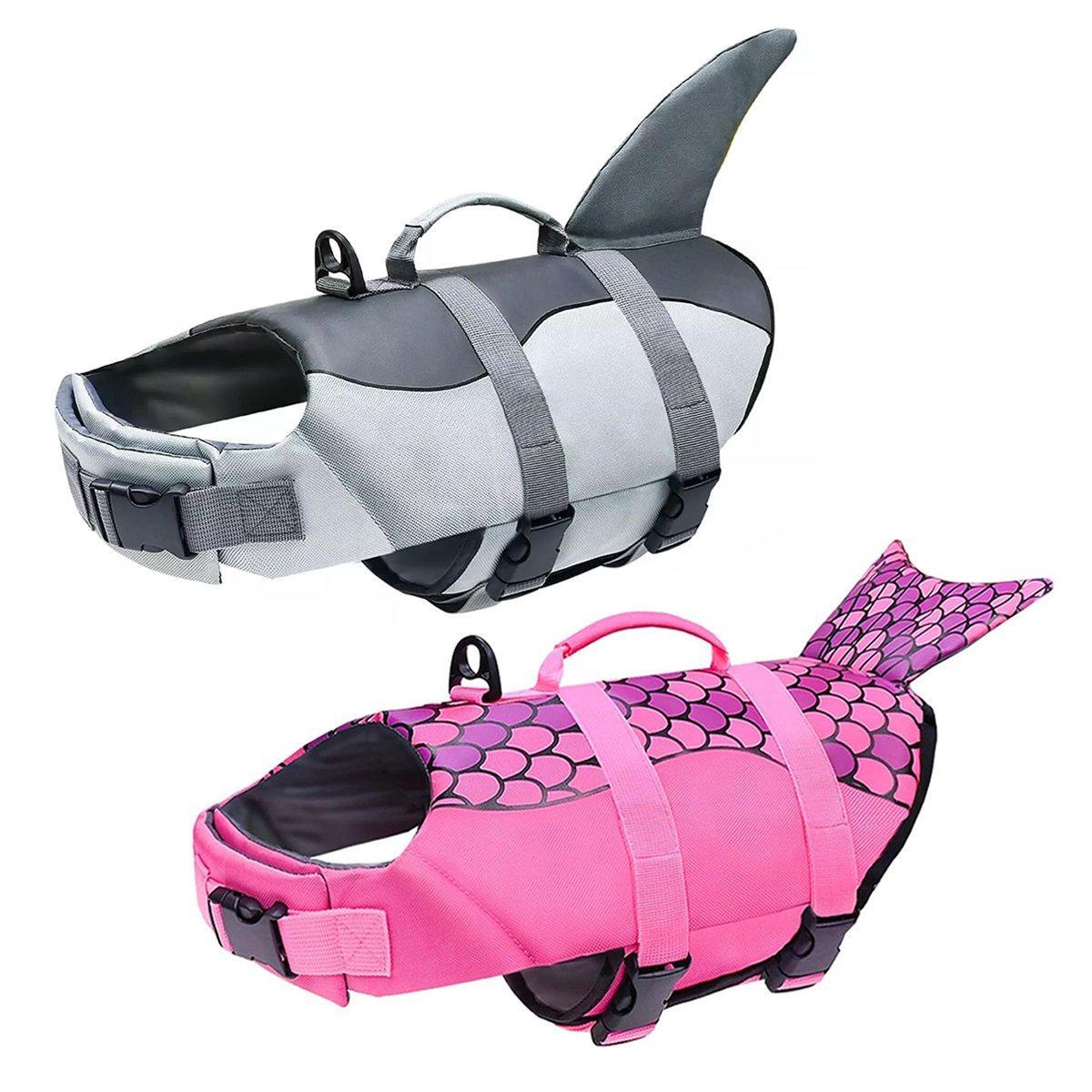 Pet Life Jacket Dog Swim Vest Outdoor Water Gear for Summer Swimming Activities - Grey L