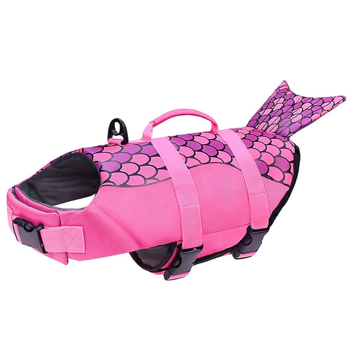 Pet Life Jacket Dog Swim Vest Outdoor Water Gear for Summer Swimming Activities - Pink L