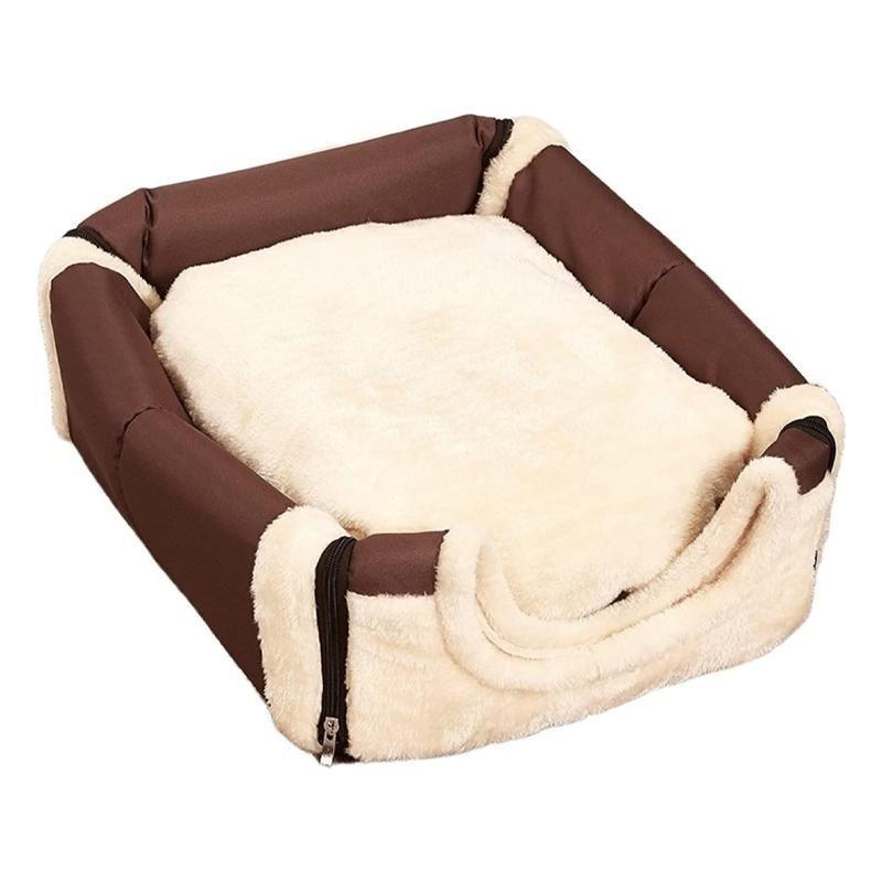 S Size Pet House Kennel Soft Igloo Beds Cave Cat Puppy Bed Warm Cushion Fold - Brick