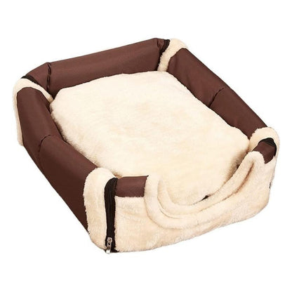 S Size Pet House Kennel Soft Igloo Beds Cave Cat Puppy Bed Warm Cushion Fold - Brick