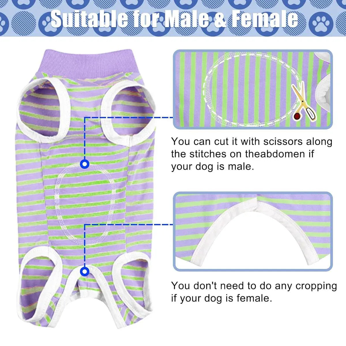 Striped Dog Clothes Belly Protector Vest Tummy Wrap Shirt for Small Dogs Puppies - Grey-XXL