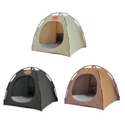Folding Camping Pet Tent for Cats Puppy Bed Indoor Cat Nest Dog Cave Style House - Grey
