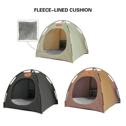 Folding Camping Pet Tent for Cats Puppy Bed Indoor Cat Nest Dog Cave Style House - Grey