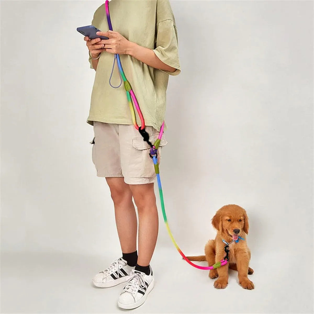 Adjustable Diagonal Dog Walking Leash Hands Free Crossbody Pet Lead Dogs - Black