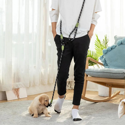 Adjustable Diagonal Dog Walking Leash Hands Free Crossbody Pet Lead Dogs - Purple