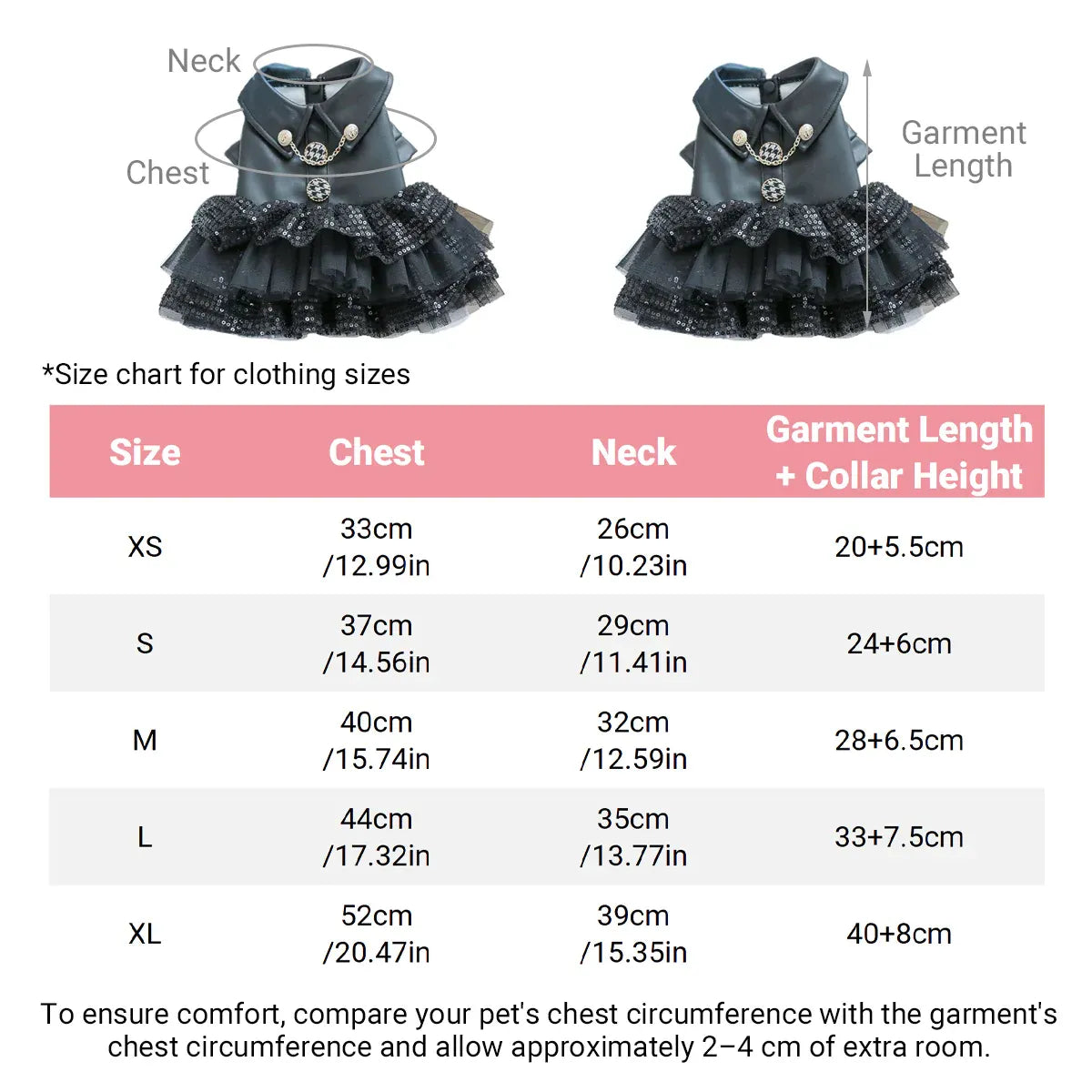 Autumn Winter Pet Dog Cat Dress Faux Leather Sequin Skirt Outfit for Small Dogs - XS