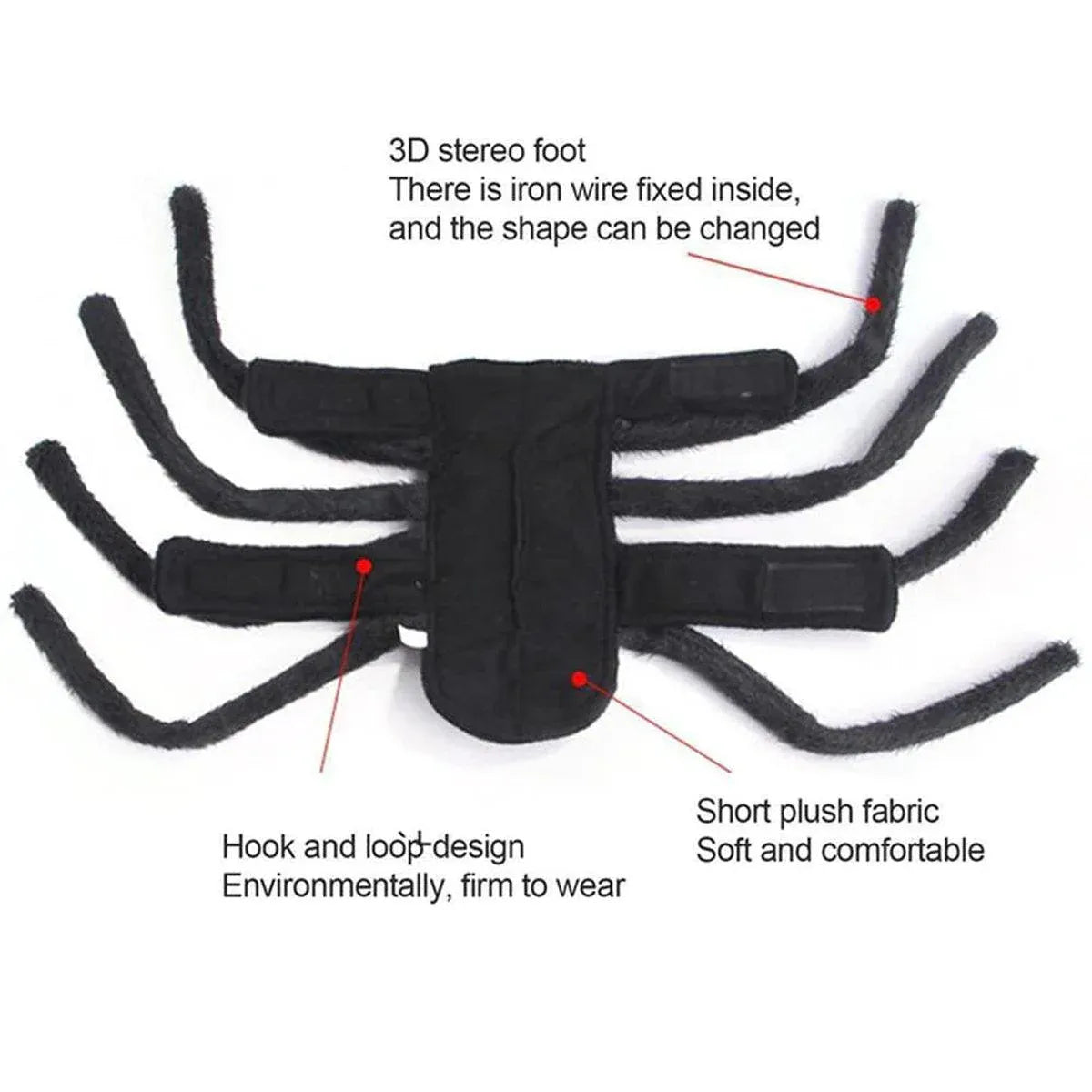 Pet Spooky Big Spider Halloween Costume Dress Up for Dogs Cats and Small Pets - L