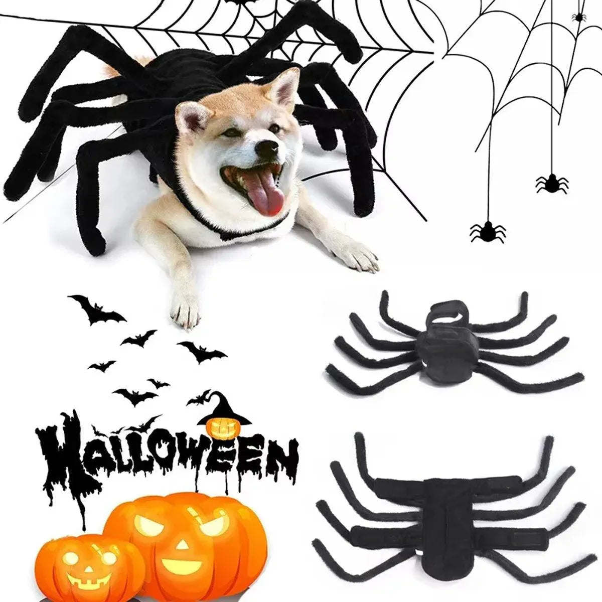 Pet Spooky Big Spider Halloween Costume Dress Up for Dogs Cats and Small Pets - L