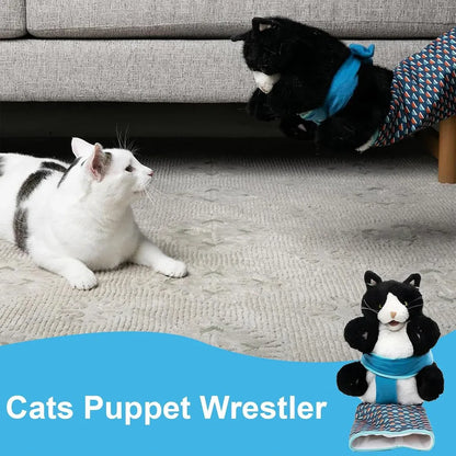 Wrestler Cat Interactive Hand Puppet Kitten Toy Pet Play Plush Puppet For Cats
