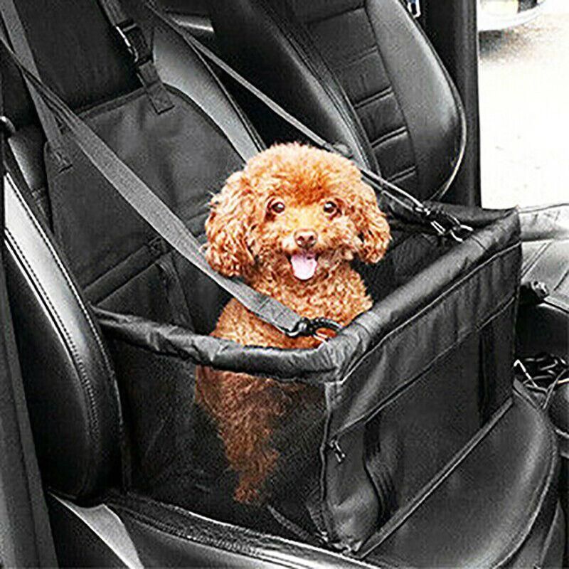 Pet Car Booster Seat Travel Carrier Basket for Cats Dogs with Secure Design - Black