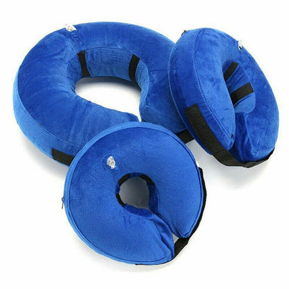 Grey Pet Dog Inflatable Soft Healing Collar Cone Wound Medical Cat Protective Jackets - XL (45*44CM)