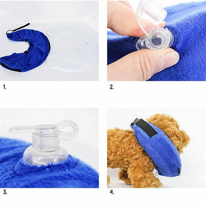 Grey Pet Dog Inflatable Soft Healing Collar Cone Wound Medical Cat Protective Jackets - M (27*27CM)