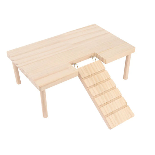 Hamster Wood Stand Platform with Ladder Small Animal Toy Hamster Rat Accessories - U-shape