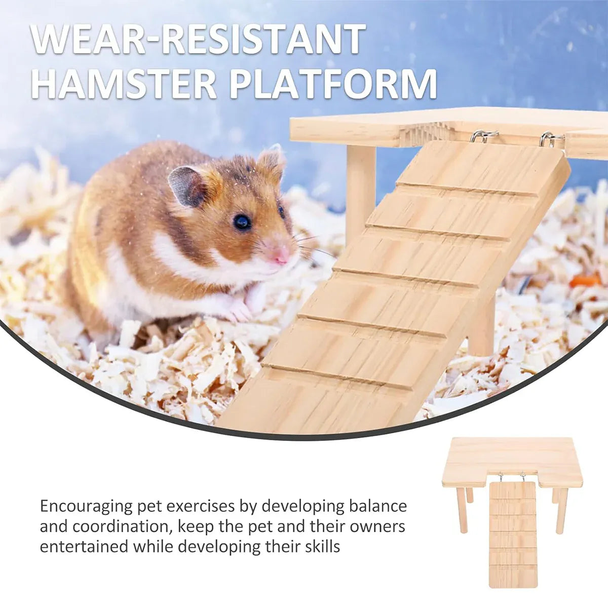 Hamster Wood Stand Platform with Ladder Small Animal Toy Hamster Rat Accessories - U-shape