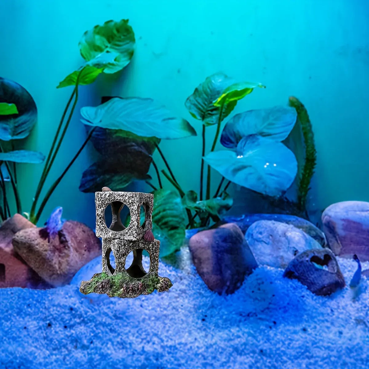 Fish Tank Shrimp Shelter House Square Stone Cave Aquarium Breeding Hiding Decor - 3 Squares