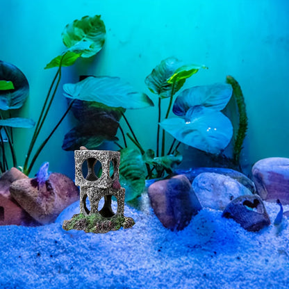 Fish Tank Shrimp Shelter House Square Stone Cave Aquarium Breeding Hiding Decor - 3 Squares