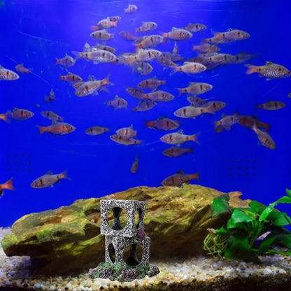 Fish Tank Shrimp Shelter House Square Stone Cave Aquarium Breeding Hiding Decor - 3 Squares