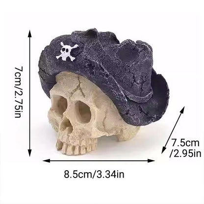 Artificial Fake Skull Head Bone Aquarium Ornament Fish Tank Decoration - Pirate