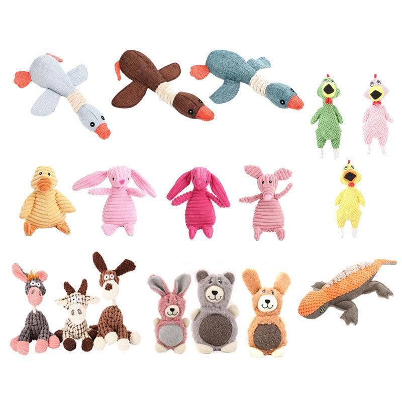 Squeaky Dog Toy Plush Chew Rope Pet Puppy Toys with Squeaker Crinkle for Teething - Brown Goose