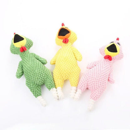 Squeaky Dog Toy Plush Chew Rope Pet Puppy Toys with Squeaker Crinkle for Teething - Brown Goose