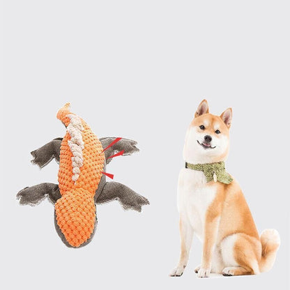 Squeaky Dog Toy Plush Chew Rope Pet Puppy Toys with Squeaker Crinkle for Teething - Brown Goose