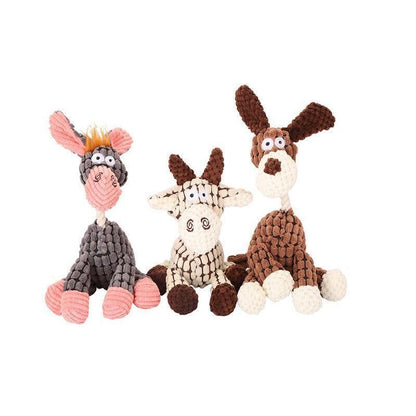 Squeaky Dog Toy Plush Chew Rope Pet Puppy Toys with Squeaker Crinkle for Teething - Brown Goose