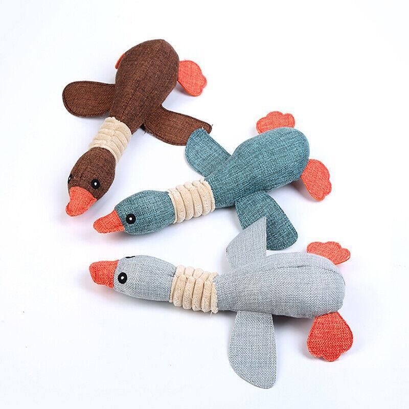 Squeaky Dog Toy Plush Chew Rope Pet Puppy Toys with Squeaker Crinkle for Teething - Green Chicken