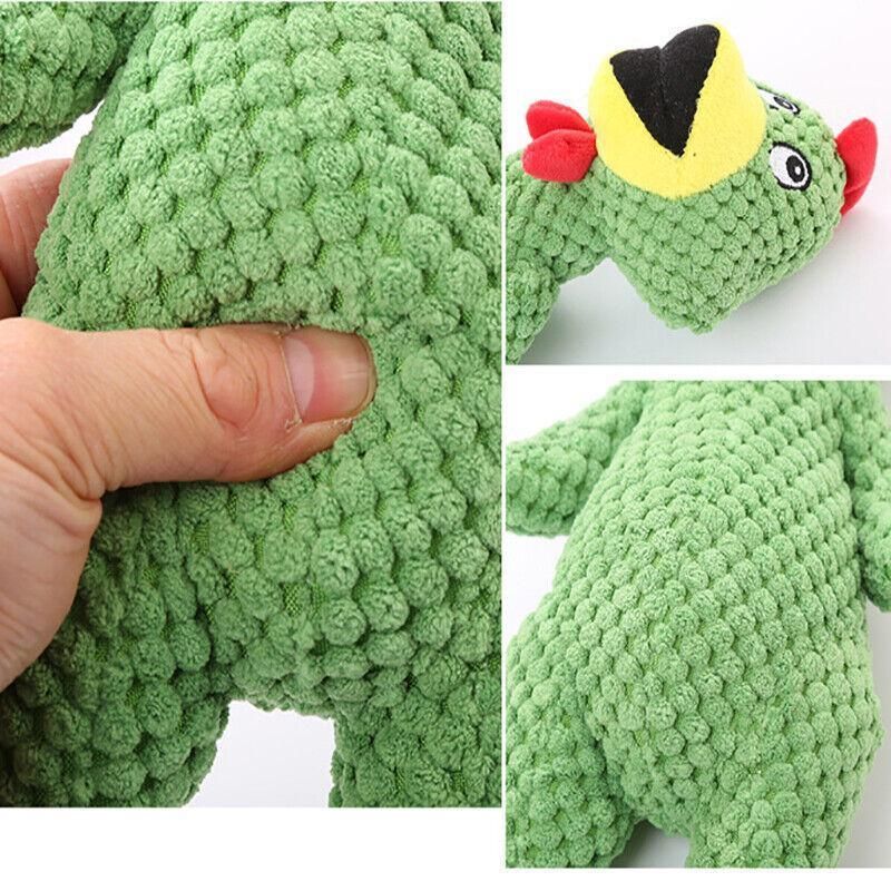 Squeaky Dog Toy Plush Chew Rope Pet Puppy Toys with Squeaker Crinkle for Teething - Green Chicken