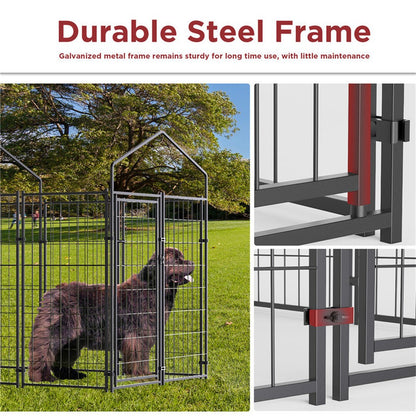 Dog Playpen House Heavy Duty Large Outdoor Dog Kennel Anti-rust Metal Pet Crate