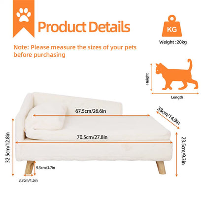 Luxurious Rectangular Pet Sofa Bed with Anti-Skid Base