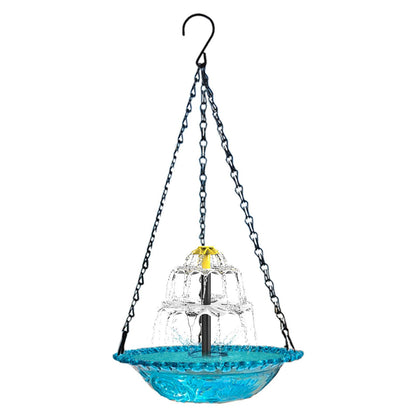 Pink Solar Hanging 3-Layer Cascade Bird Bath Fountain & Wildlife Feeder - 9.25"W Bird Bath Bowl with Solar Powered Pump for Outdoor Garden Backyard Patio Lawn