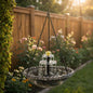 Grey Solar Hanging 3-Layer Cascade Bird Bath Fountain & Wildlife Feeder - 9.25"W Bird Bath Bowl with Solar Powered Pump for Outdoor Garden Backyard Patio Lawn