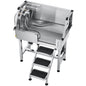 86.4 cm Dog Washing Station, Stainless Steel Pet Grooming Tub Bathtub, Professional Dog Wash Sink with Shower, Faucet, Soap Holder, Non-Slip Stairs Easy-Clean for Small Pets Cats (Right Door)