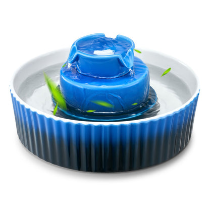 Ceramic Cat Water Fountain, 2.1 L Cupcake Pet Fountain, Porcelain Cat Water Dispenser with Ultra-Quiet Pump, 360° Drinking Area and Multi-Layer Filtration System, for Cats & Dogs Drinking(Blue)