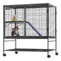 39" Metal Small Animal Cage 2-Tier Rolling Ferret Cage with Tray A Ramp