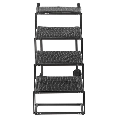 Dog Stairs for Car, 4 Steps Extra Wide Foldable Dog Ramp for Large Dogs with Non-Slip Surface, Portable Lightweight Pet Stairs Ladder for Car, SUV, Truck, High Bed, Sofa, Support up to 113 kg